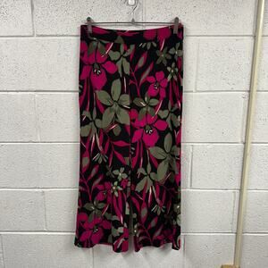 Chicos Travelers Size 0 S Floral Crop Pants Wide Leg Slinky Pull On Vacation